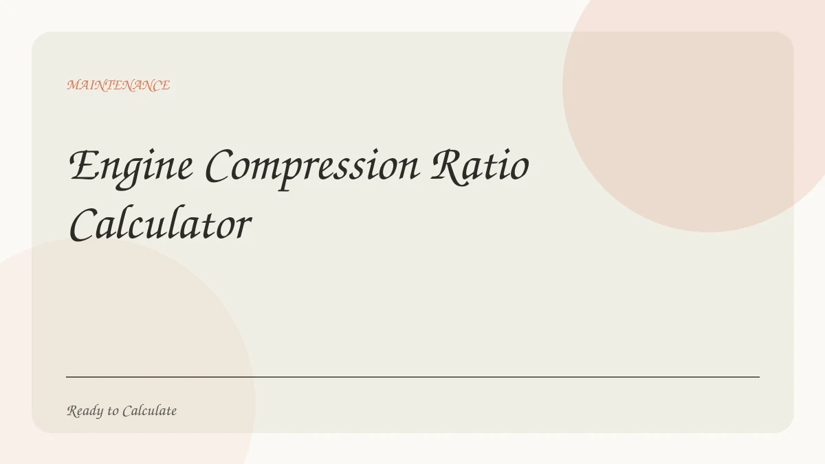Engine Compression Ratio Calculator
